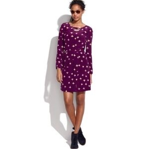 Madewell Purple Silk Inkbrush Startburst Dress